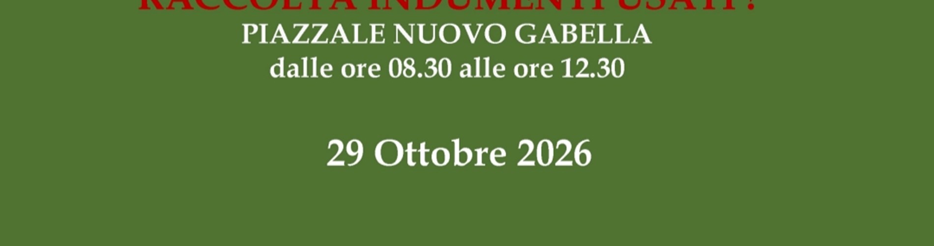 Raccolta indumenti usati 29 ottobre