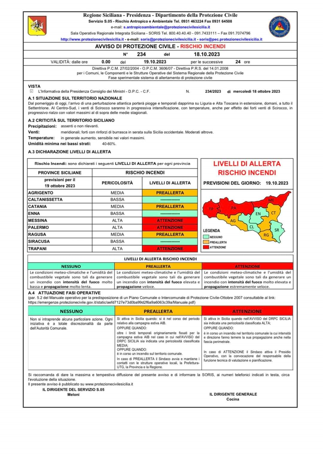 Avviso Protezione Civile - Rischio Incendi